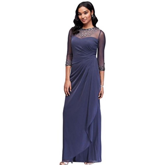 Alex Evening A-Line Mesh Gown With Beaded illusion Sweetheart Neckline Size 16P - Picture 16 of 16